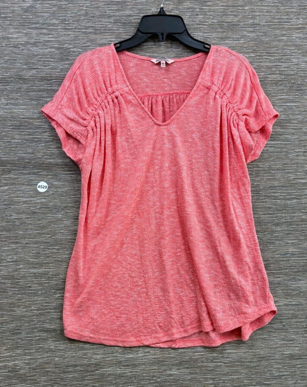Juicy Couture Top Women XL Pink Short Sleeve V-Neck Hi-Low T-Shirt Baby Swing